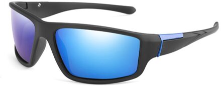 Mannelijke Bril UV400 Mode Gepolariseerde Vissen Zonnebril Bril Mannen Vrouwen Klassieke Vierkante Zonnebril Tinten zwart kader blauw