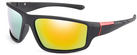 Mannelijke Bril UV400 Mode Gepolariseerde Vissen Zonnebril Bril Mannen Vrouwen Klassieke Vierkante Zonnebril Tinten zwart kader oranje