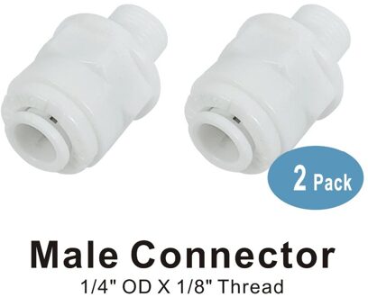 Mannelijke Connector 1/8 "Draad X 1/4" Buis Snelsluiting Onderdelen Voor Water Filters En Omgekeerde Osmose Ro systemen-2 Pack