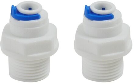 Mannelijke Connector 3/8 "Draad x 1/4" Quick Connect Fitting Onderdelen voor Water Filters en RO Systemen-2 PACK