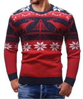 Mannelijke Dunne Mode Trui Voor Heren Vest Slim Fit Truien Truien Warme Herfst Kerst Herten Trui Casual Kleding rood / L