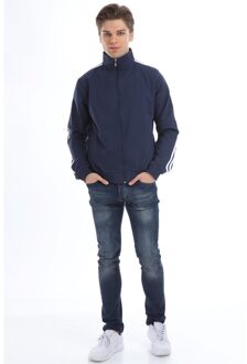 Mannelijke Marine Blue Sheer Hals Handgrepen Cover Strip Gedetailleerde Ritssluiting Vest Xl