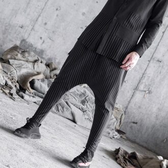 Mannelijke Mode Toevallige Hiphop Lange Broek Cross Pant Punk Stijl Kostuums Mannen Streep Harem Pant pant / M
