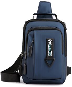 Mannelijke Schoudertas Usb Opladen Crossbody Tassen Mannen Anti Diefstal Messenger Bags Borst Tas Waterdicht Nylon Mannen Zwarte Tas Toevallige diep blauw