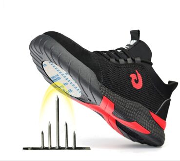 Mannen Ademend Stalen Neus Veiligheidsschoenen Mannen Outdoor Anti-slip Staal Punctie Proof Bouw Laarzen Werkschoenen 42