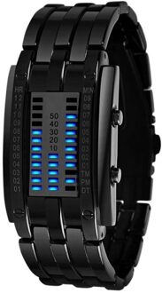 Mannen Armband Sport Horloges Mannelijke Klok Relogio Masculino Luxe Heren Rvs Datum Digitale Led Armband Sport Horloges zwart