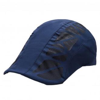 Mannen Baret Caps Mode Effen Kleur Toevallige Zomer Herfst Mesh Ademend Anti Zon Baret Outdoor Vissen Hoed Cap Ademend hoeden marine blauw