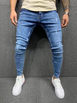 Mannen Blue Jeans Effen Kleur Verzwakte Slim-Fit Fietsen Potlood Broek Klassieke Business Streetwear Mannen Xxl