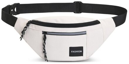 Mannen Borst Zak Taille Fanny Pack Belt Pouch Reizen Hip Bum Schoudertassen Purse M68C wit