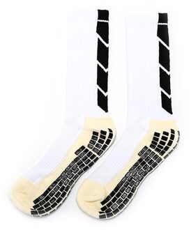 Mannen Boy Katoen Cushioned Crew Sokken Voetbal Basketbal Sport Anti Slip Hoge Sokken wit