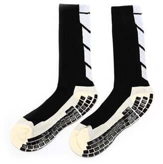 Mannen Boy Katoen Cushioned Crew Sokken Voetbal Basketbal Sport Anti Slip Hoge Sokken zwart