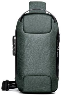 Mannen Business Borst Tas Reizen Schoudertas Sport Motorfiets Zak Anti-Diefstal Wachtwoord Crossbody Tassen Usb Opladen Messenger Bag groen