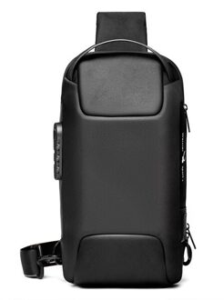 Mannen Business Borst Tas Reizen Schoudertas Sport Motorfiets Zak Anti-Diefstal Wachtwoord Crossbody Tassen Usb Opladen Messenger Bag zwart