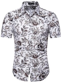 Mannen Casual Korte Mouwen Bloemen Overhemd 5XL
