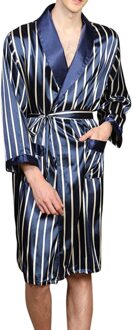 Mannen Comfort Silky Badjassen Nobele Kamerjas Heren Slapen Gewaden Zijden Nachtkleding Voor Mannen Streep Lounge Nachtkleding XXXL