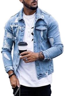 Mannen Denim Jasje Gat Geript Mannen Jas Moto Biker Mannen Jeans Jas Zakken Chaquetas Hombre Gewassen Jeans Bomber Jassen Xxxl