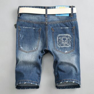Mannen Denim Shorts Gescheurde Zomer Broek Gat Verontruste Bermuda Mannelijke Stretch Knielengte Vintage Korte Jeans Shorts Mannen 28