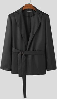 Mannen Effen Kleur Blazers Lange Mouwen Revers Jassen Man Stijlvolle Knop Pak Jassen Lace Up Losse Uitloper Plus Size incerun Xxxl