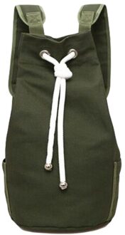 Mannen Effen Kleur Trekkoord Canvas Grote Capaciteit Emmer Zak Toevallige Rugzak leger groen