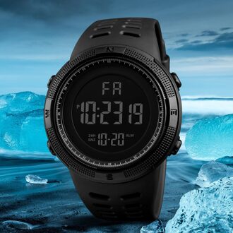 Mannen Elektronische Horloge Display Datum Kalender Week Alarm Led Digitale Sport Horloge 30M Waterdicht Horloge Plastic Band Relogio blauw