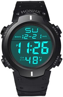 Mannen Elektronische Horloge Display Datum Kalender Week Alarm Led Digitale Sport Horloge 30M Waterdicht Horloge Plastic Band Relogio wit