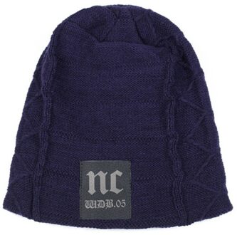 mannen en vrouwen Koreaanse winter muts plus fluwelen wol hoeden tij sectie trui knit caps warm cap Marineblauw