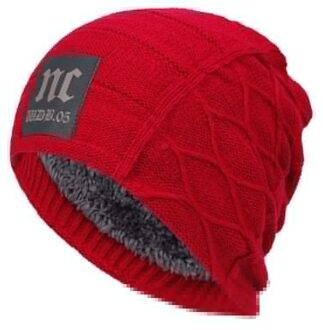 mannen en vrouwen Koreaanse winter muts plus fluwelen wol hoeden tij sectie trui knit caps warm cap wijn rood