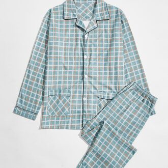 Mannen En Vrouwen Lange Mouwen Pyjama Plaid Leisure Lange Shirt Comfortabele Nachtkleding Slaap Set Bijpassende Warme Thuis Pyjama 2 / L