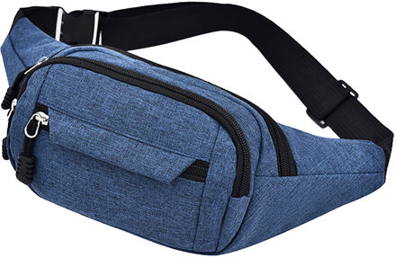 Mannen En Vrouwen Taille Tas Eenvoudige Leisure Pure Kleur Taille Packs Mode Oxford Sport Fitness Taille Packs Bag Blauw