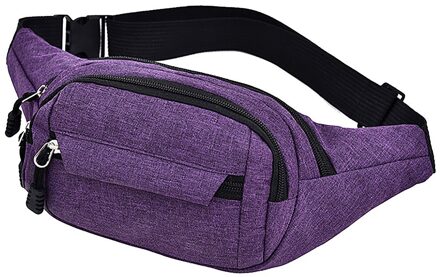 Mannen En Vrouwen Taille Tas Eenvoudige Leisure Pure Kleur Taille Packs Mode Oxford Sport Fitness Taille Packs Bag Paars