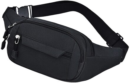 Mannen En Vrouwen Taille Tas Eenvoudige Leisure Pure Kleur Taille Packs Mode Oxford Sport Fitness Taille Packs Bag zwart