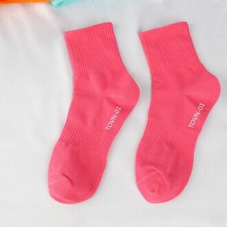 Mannen En Vrouwen Winter, lente En Jaar Korte Knie Sokken Vlakte Mode Effen Kleur Bijpassende Sport Leisure Comfor roze