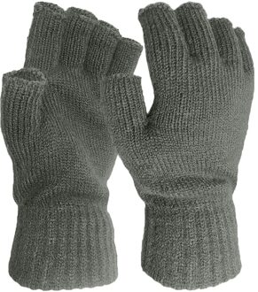 Mannen En Vrouwen Winter Thicken Warm Effen Kleur Stretch Gebreide Halve Vinger Touch Screen Handschoenen Verblijf warme Wanten grijs