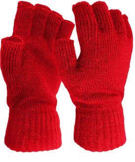 Mannen En Vrouwen Winter Thicken Warm Effen Kleur Stretch Gebreide Halve Vinger Touch Screen Handschoenen Verblijf warme Wanten rood