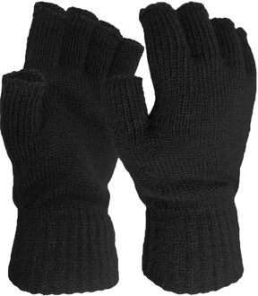 Mannen En Vrouwen Winter Thicken Warm Effen Kleur Stretch Gebreide Halve Vinger Touch Screen Handschoenen Verblijf warme Wanten zwart