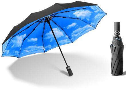 ! Mannen En Vrouwen Zachte Vouwen Compact Volautomatische Regen Paraplu Draagbare Waterdichte Wind Proof Regenkleding 01