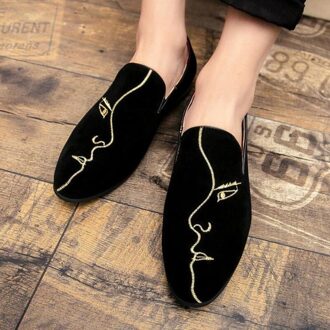 Mannen Faux Suède Lage Hak Slip-On Dress Schoenen Vintage Klassieke Mannelijke Toevallige Loafers Schoenen Zapatos De hombre 4M162 39