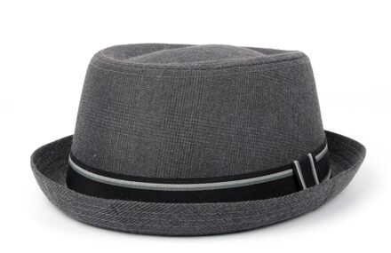 Mannen Fedora Hoed Platte Pork Pie Hoed Voor Gentleman Vader Bowler Porkpie Jazz Hoed Grote Maat Sml Xl donker grijs / 59CM