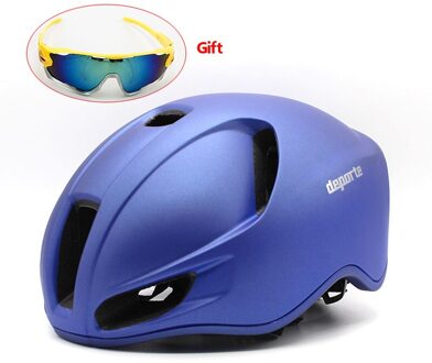 Mannen Fietshelm Vrouwen Fiets Fietshelm Voor Road Mtb Enduro Downhill Race Tt Triathlon Tri Aero Helm 46-58Cm Blauw
