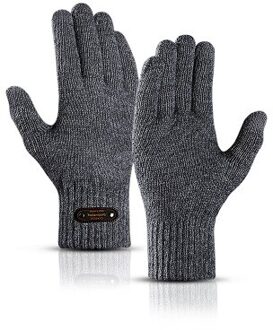 Mannen Gebreide Handschoenen Dikker Winter Warme Handschoenen Touchscreen Mannelijke Warm Herfst Winter Mens Mitten Unisex Rijden Handschoenen donker grijs