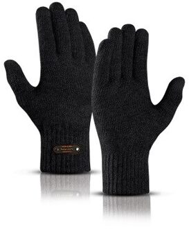 Mannen Gebreide Handschoenen Dikker Winter Warme Handschoenen Touchscreen Mannelijke Warm Herfst Winter Mens Mitten Unisex Rijden Handschoenen zwart
