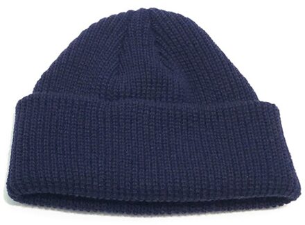 Mannen Gebreide Muts Beanie Skullcap Sailor Cap Manchet Brimless Retro Navy Stijl Beanie BHD2 donker blauw