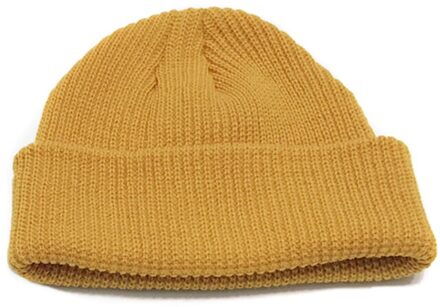 Mannen Gebreide Muts Beanie Skullcap Sailor Cap Manchet Brimless Retro Navy Stijl Beanie BHD2 geel