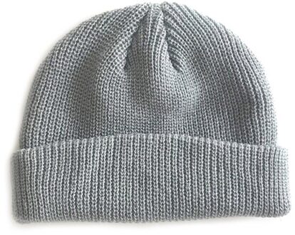 Mannen Gebreide Muts Beanie Skullcap Sailor Cap Manchet Brimless Retro Navy Stijl Beanie BHD2 licht grijs