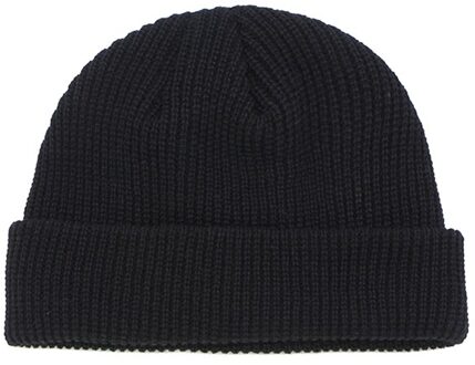 Mannen Gebreide Muts Beanie Skullcap Sailor Cap Manchet Brimless Retro Navy Stijl Beanie BHD2 zwart