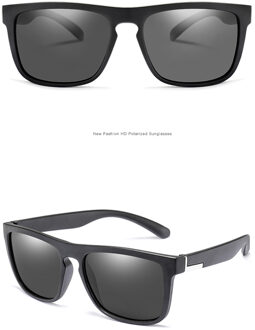 Mannen Gepolariseerde TR90 Zonnebril Vintage Anti-Uv Rijden Driver Black Goggles Eyewear Rechthoek Shades Mannen Oculos Masculino Mannelijke zwart-grijs