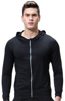 Mannen Gym Hooded T-shirts Running Jas Rits Lange Mouwen Running Sneldrogende Shirt Fitness Buiten Sportkleding Top Xxl