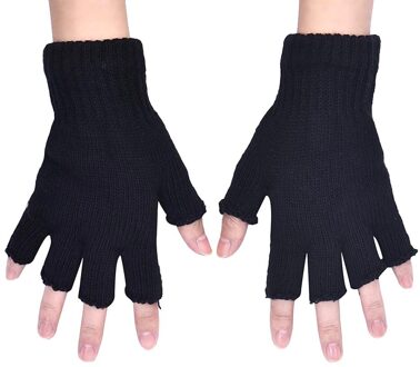 Mannen Handschoenen Sport Zwart Gebreide Stretch Elastische Handschoenen Warm Half Vinger Vingerloze Handschoenen voor gym sport #4