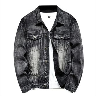 Mannen Herfst Winter Knop Effen Kleur Vintage Tops Blouse Jas Denim Jas Heren Heren Hip Hop mannen Denim Jasje # A3 XXL