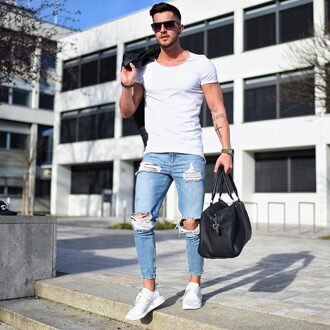 Mannen Jeans Stretch Schade Gescheurd Rits Casual Jeans Harajuku Outdoor Alledaagse Mannen Jeans Xxxl